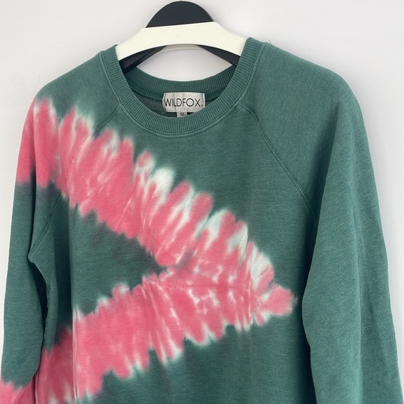 WILDFOX Watermelon Wash Sommers Sweatshirt Size Medium Green and Pink Tie-Dye - Picture 3 of 17